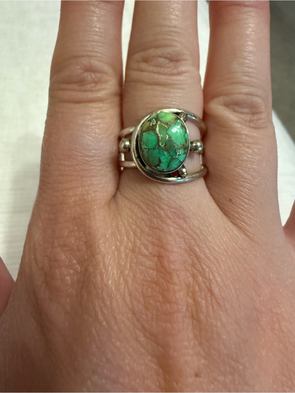 Green Turquoise Sterling Silver Ring
